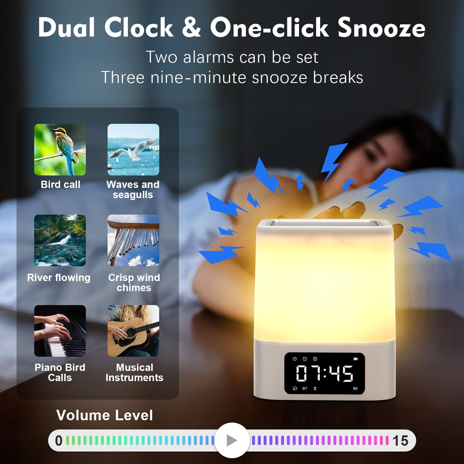 Ebhako on a bedside table in night mode providing calming warm light