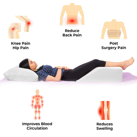 Ebung in use on sofa with legs elevated for reduced swelling