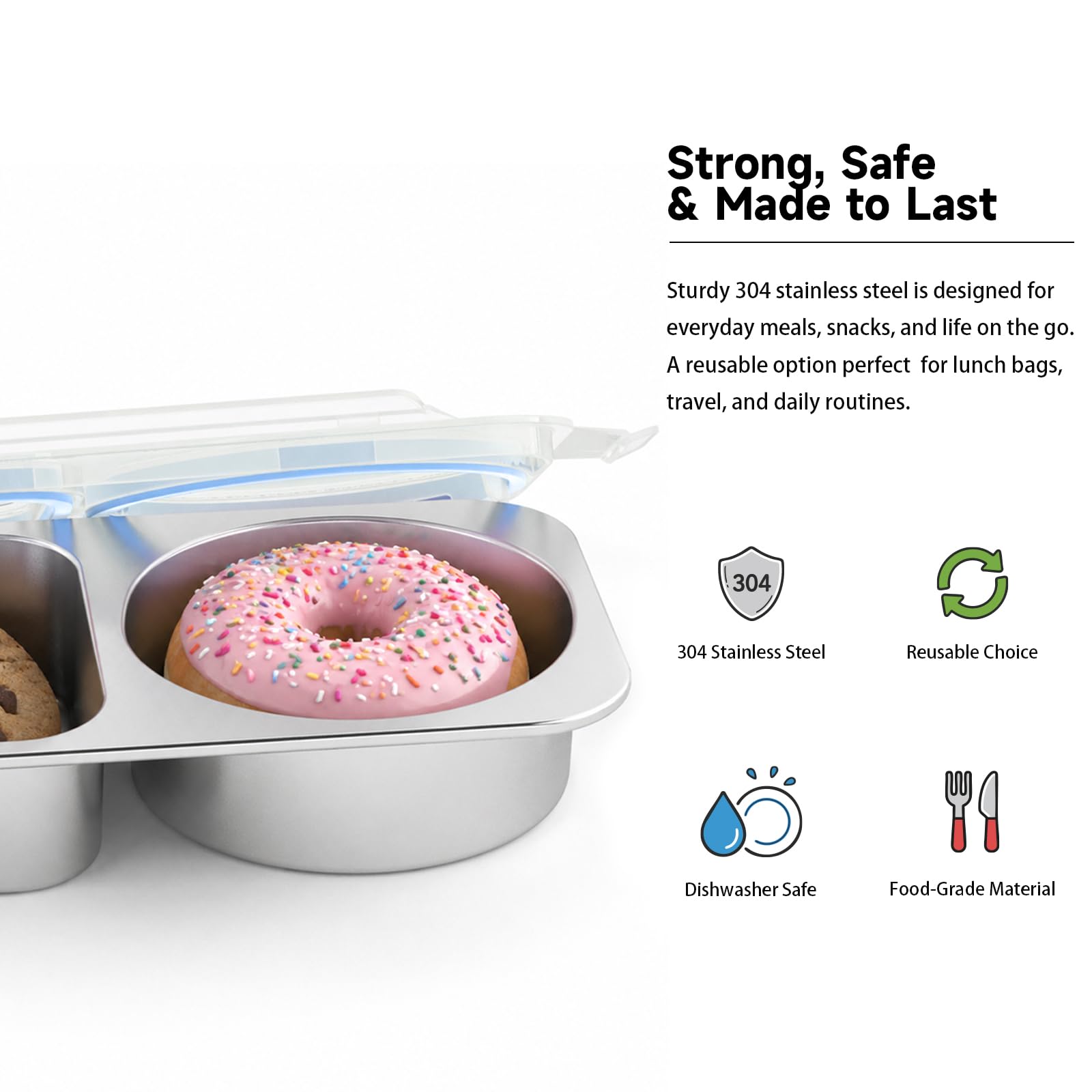 EC-Gaze round and square compartments keeping wet and dry foods separate