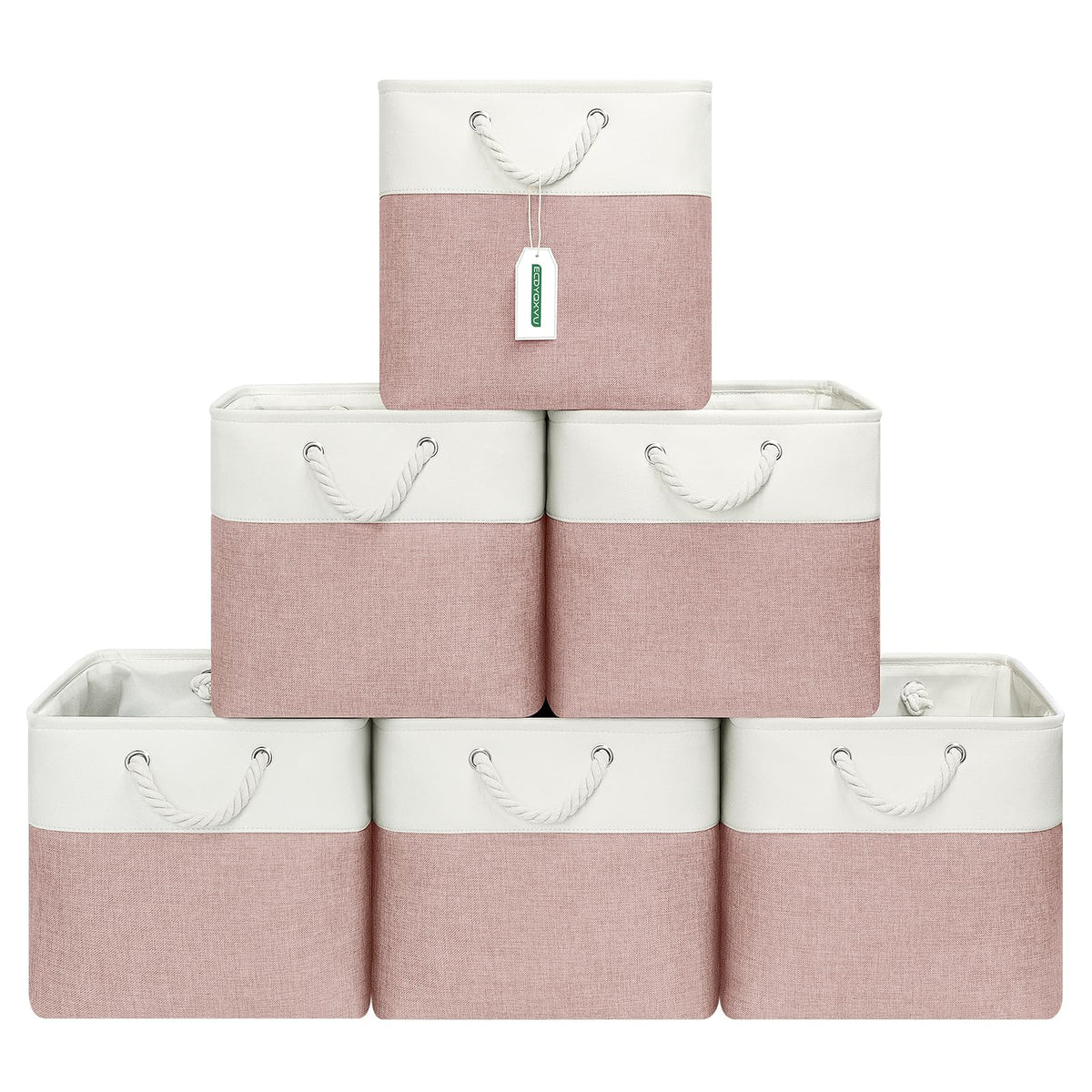 ECDYQXVU front view of six folded 13x13x13 cubes showing neat storage and space saving