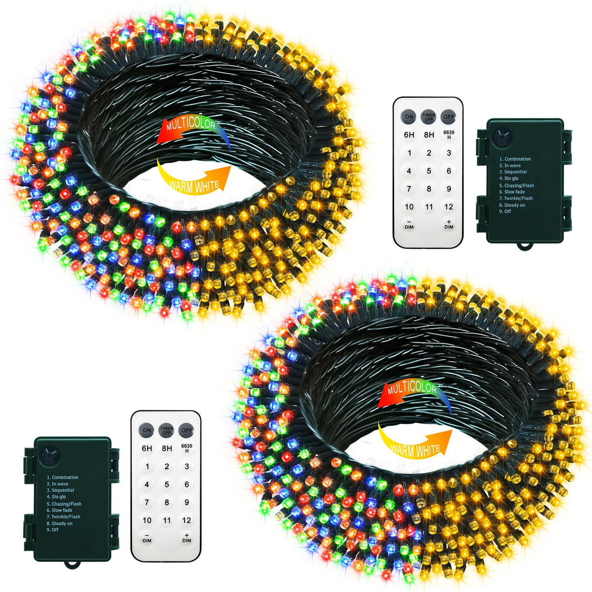 echosari front packaging showing two 33ft light strands and benefits