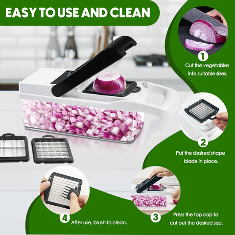 ECLENYES in use on countertop with non-slip base improving stability during slicing
