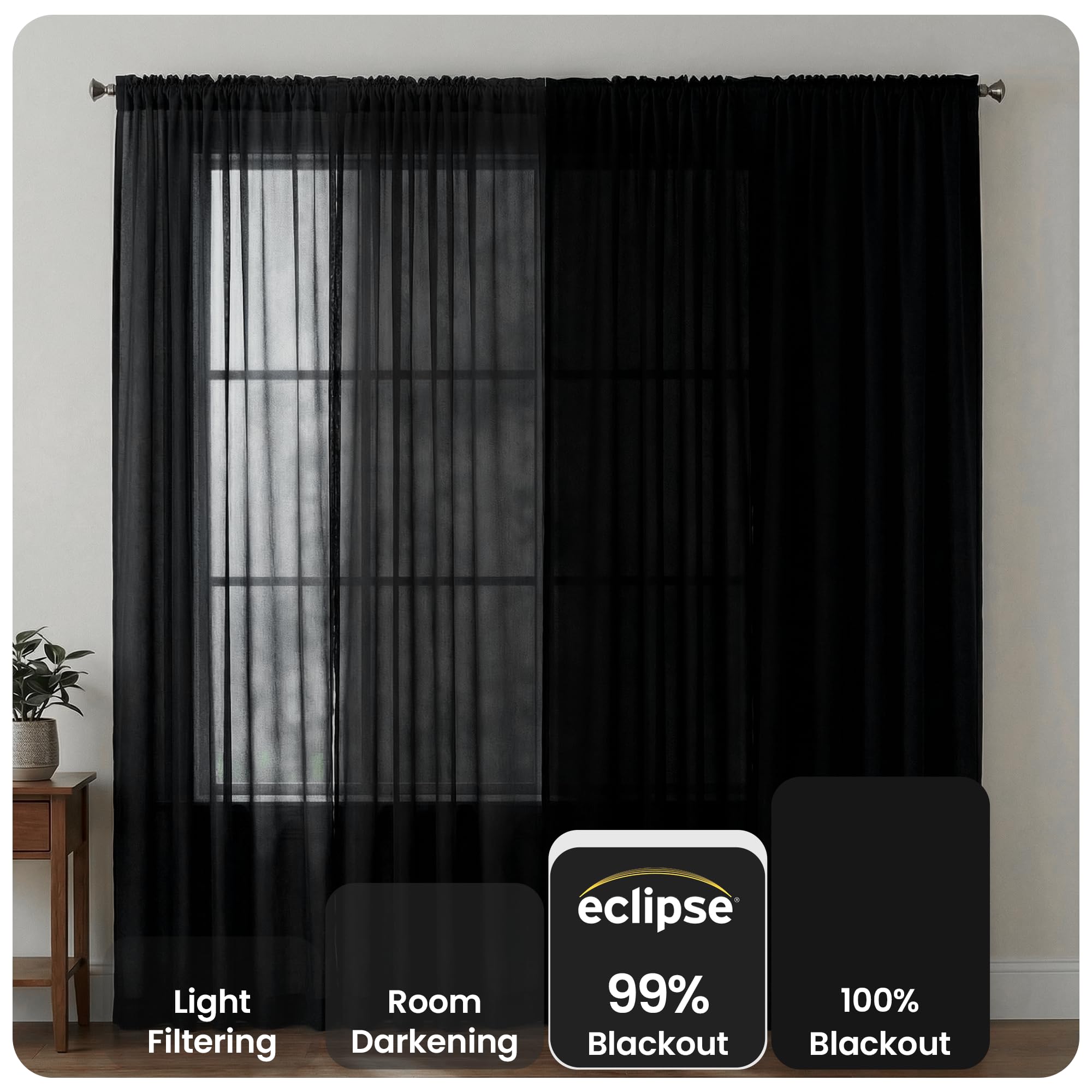 Eclipse Kendall panel at night demonstrating blackout benefit for dark rooms