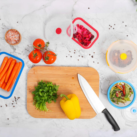 ECOBERI containers organized in fridge to maximize shelf space