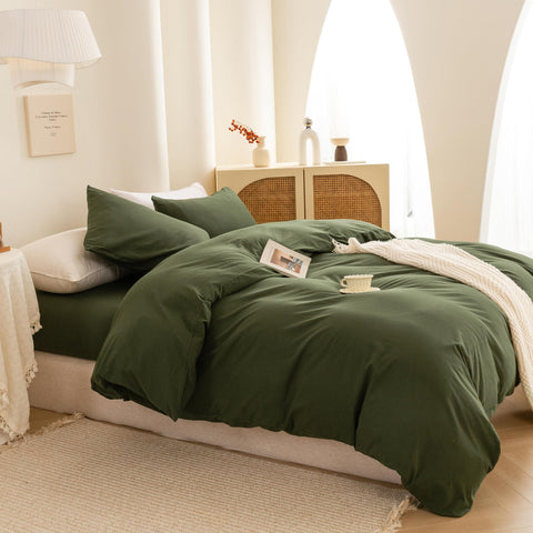 ECOCOTT duvet cover next to measuring tape showing king size 104 by 90 inches clarity