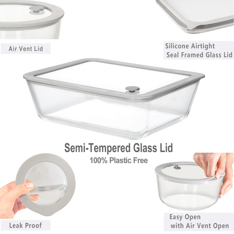 EcoEvo closeup of silicone-framed glass lid showing seal detail for leak resistance