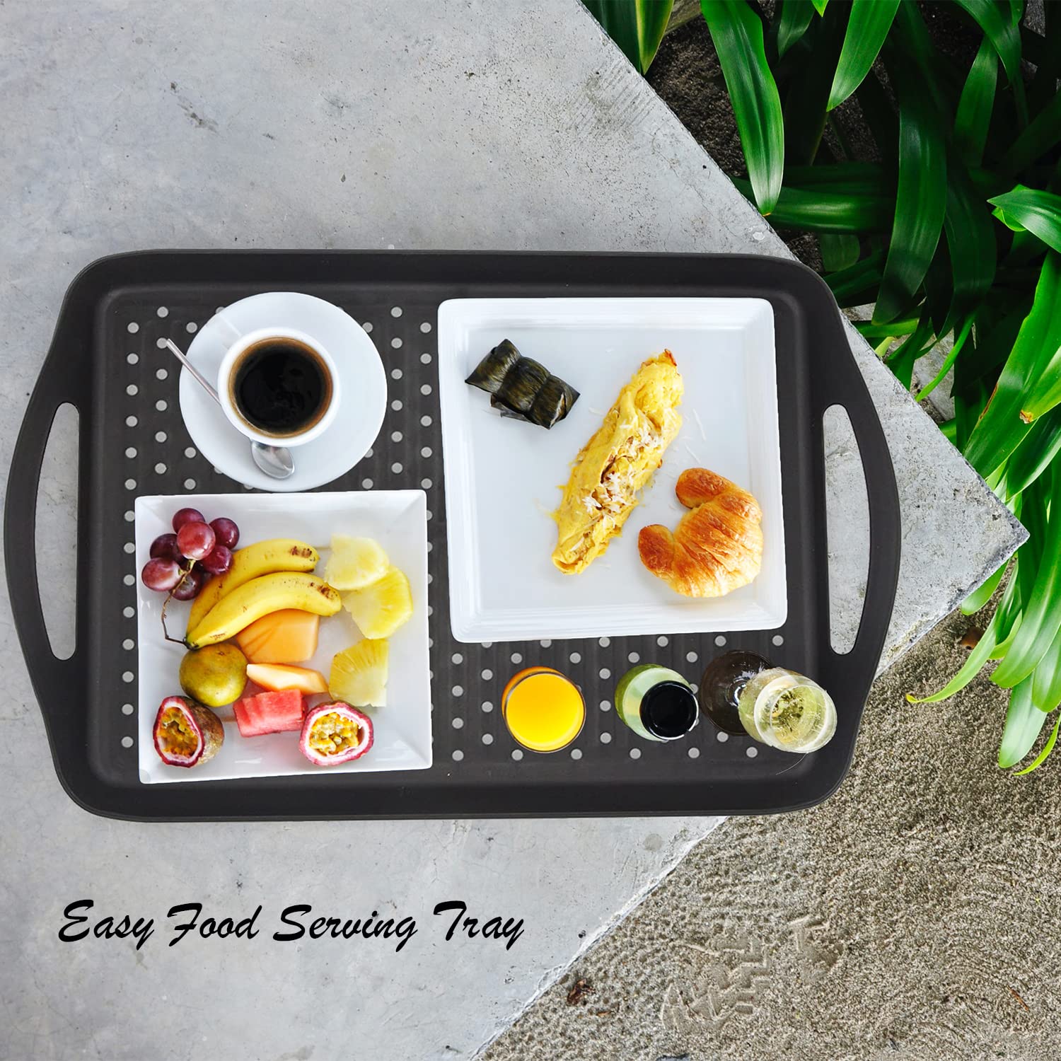 ECOIOU tray in use carrying breakfast to bed for safer serving
