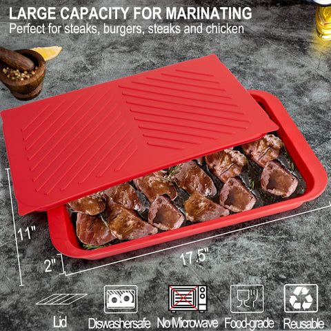 ECOIOU close-up of red tray texture, prevents food slipping during prep