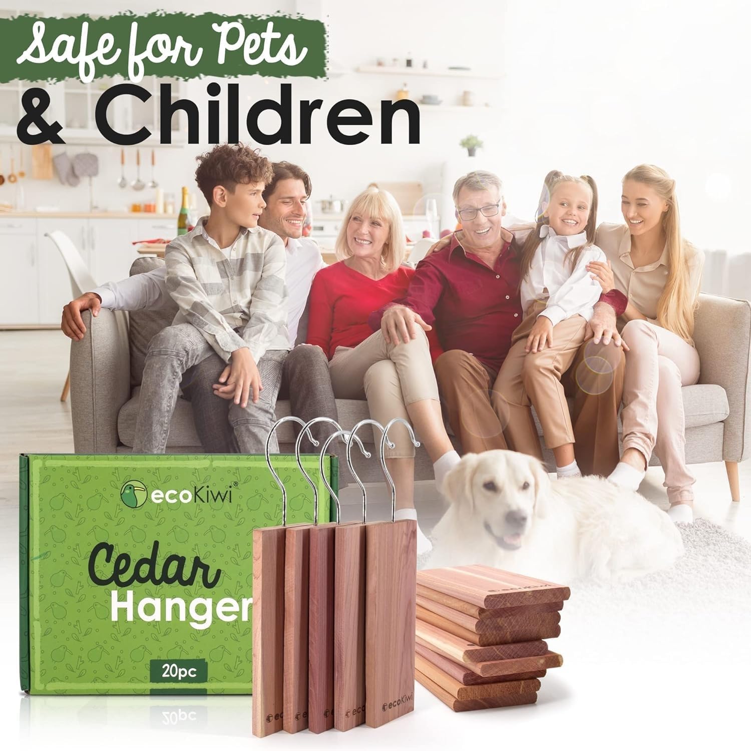 ecoKiwi cedar blocks with sandpaper for easy surface renewal and maintained scent