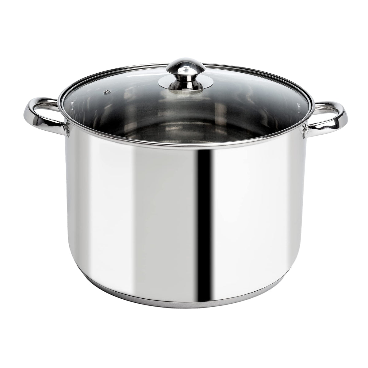 Ecolution stock pot front view showing capacity and polished finish for reliable cooking