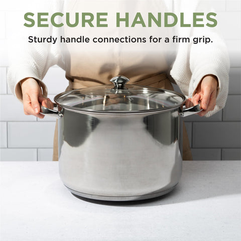 Ecolution pot on stovetop in use for large-batch soup and even simmer performance