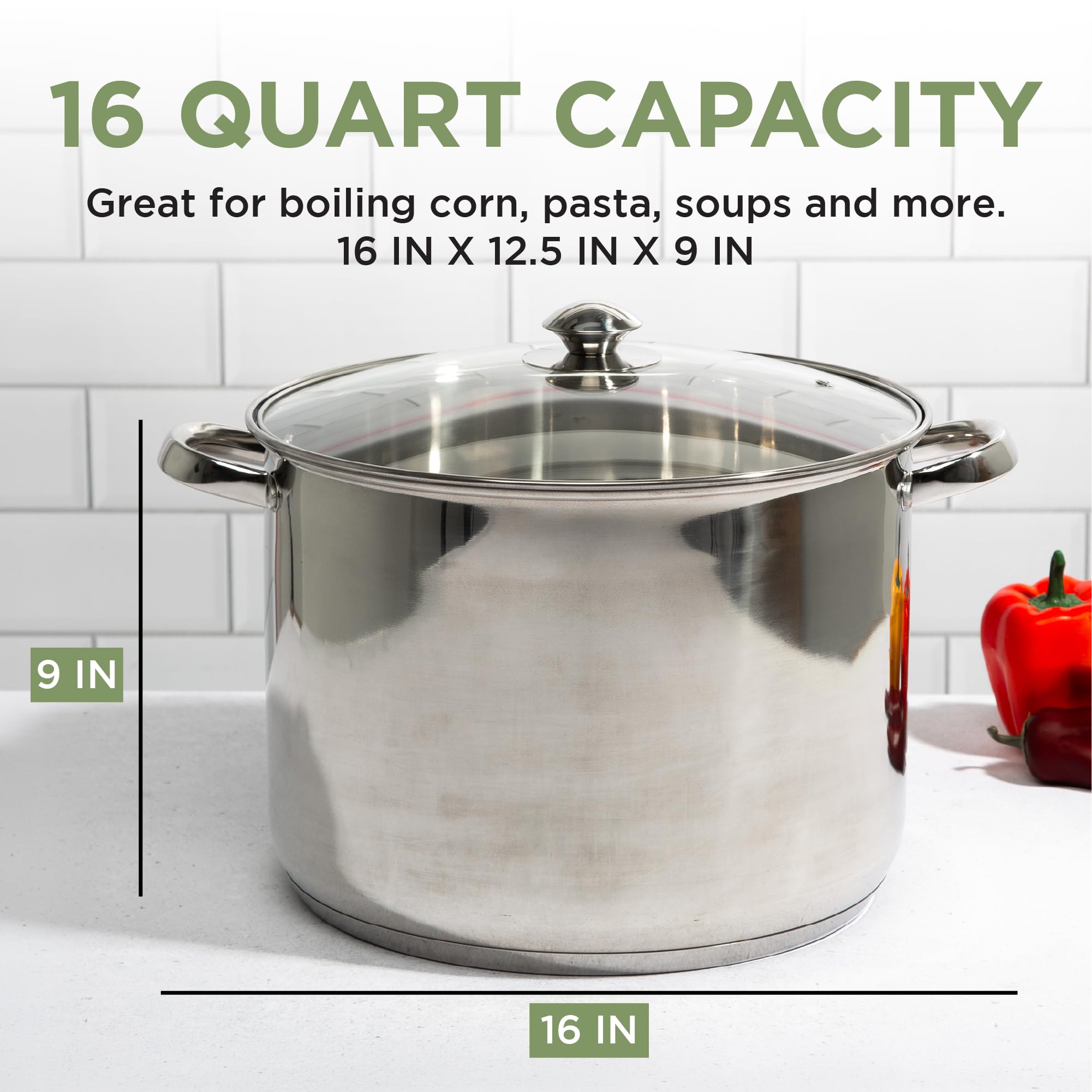 Ecolution stock pot in use with soup demonstrating large capacity for batch cooking