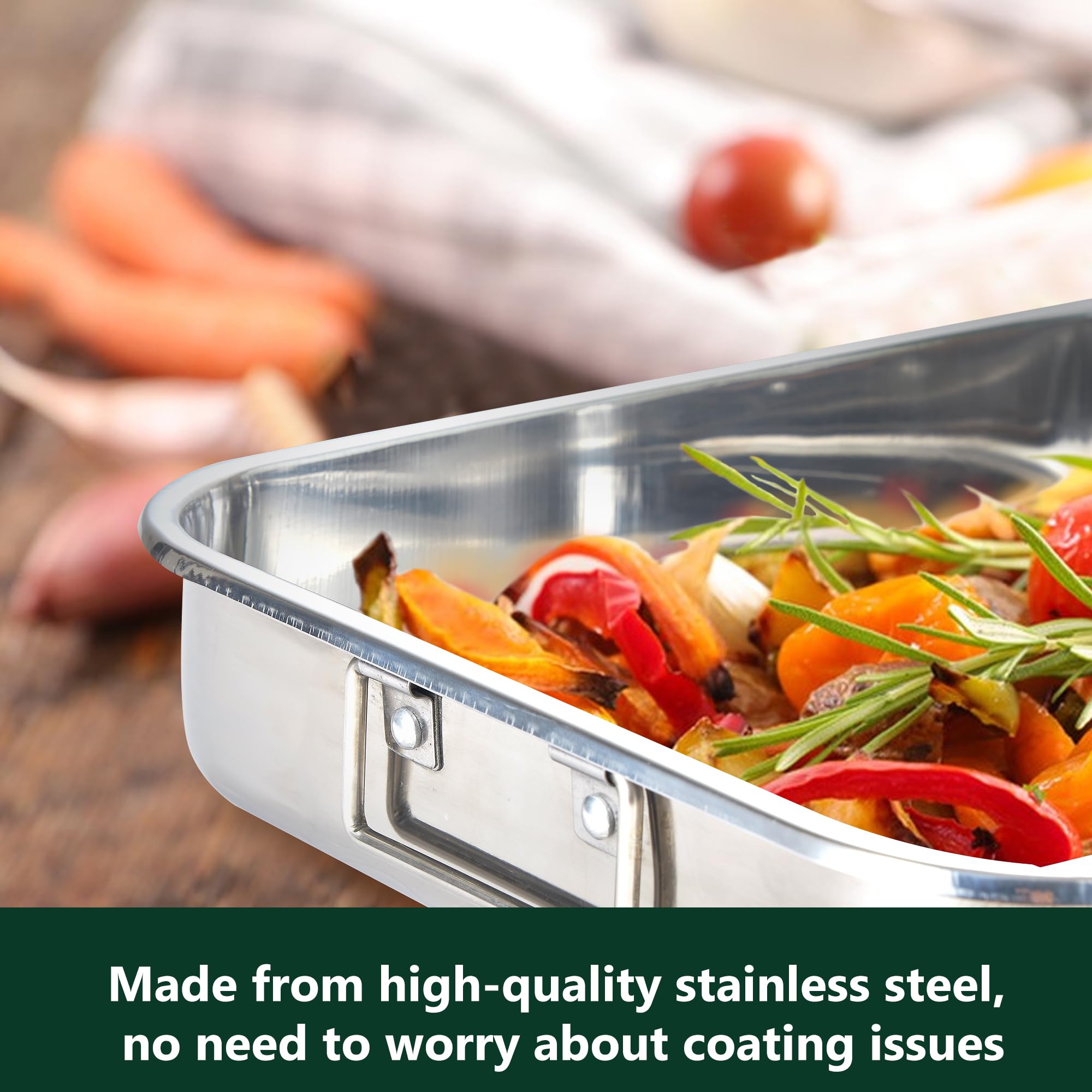 ecookware by lgx parchment-lined pan collecting juices for easy cleanup
