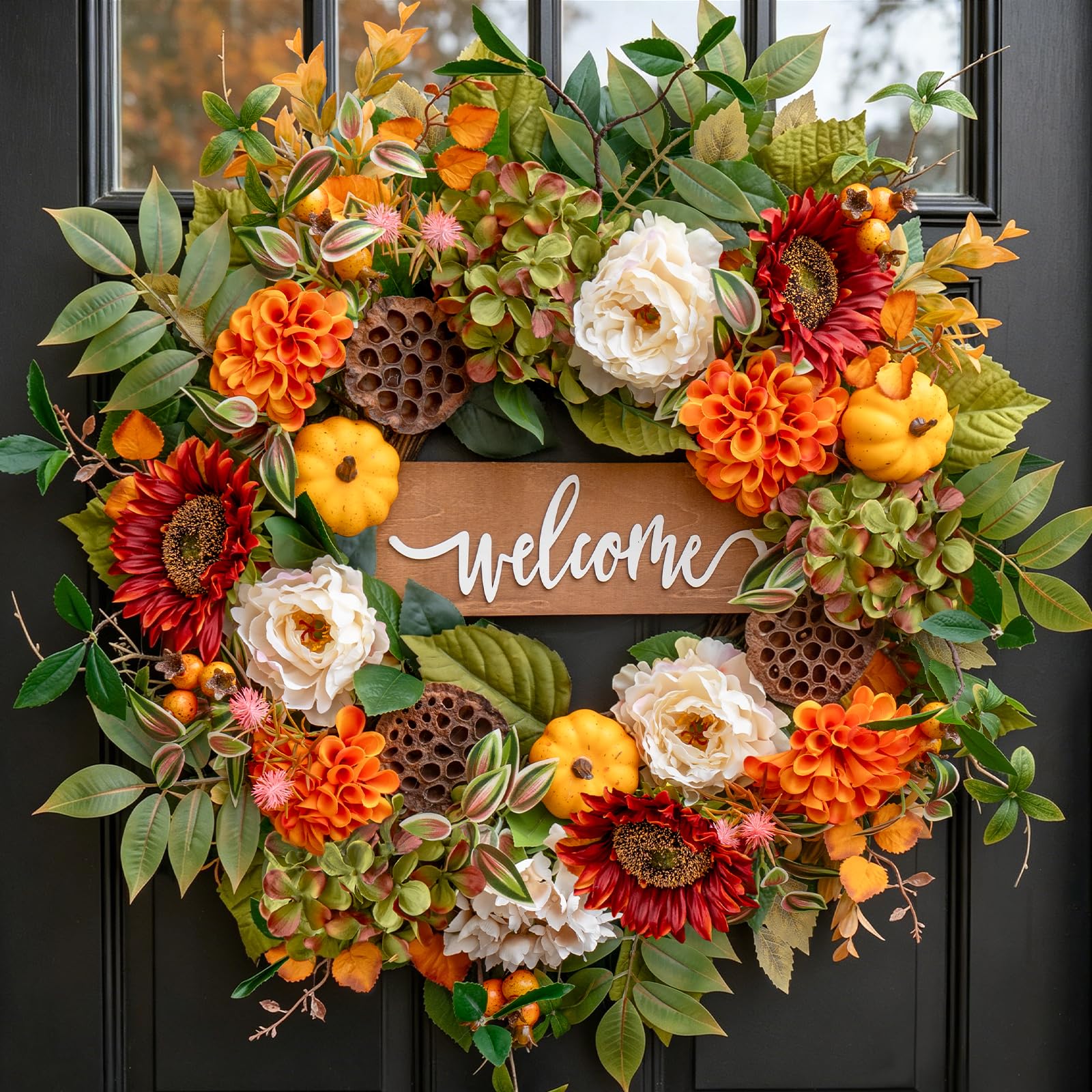 EcoRing front view 24-inch autumn wreath boosting curb appeal