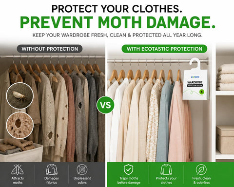 ECOTASTIC shown beside garments to illustrate scale and coverage benefit