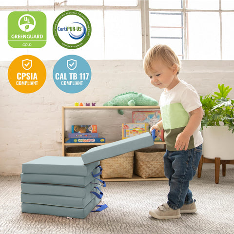 ECR4Kids stacked cushions saving classroom floor space neatly