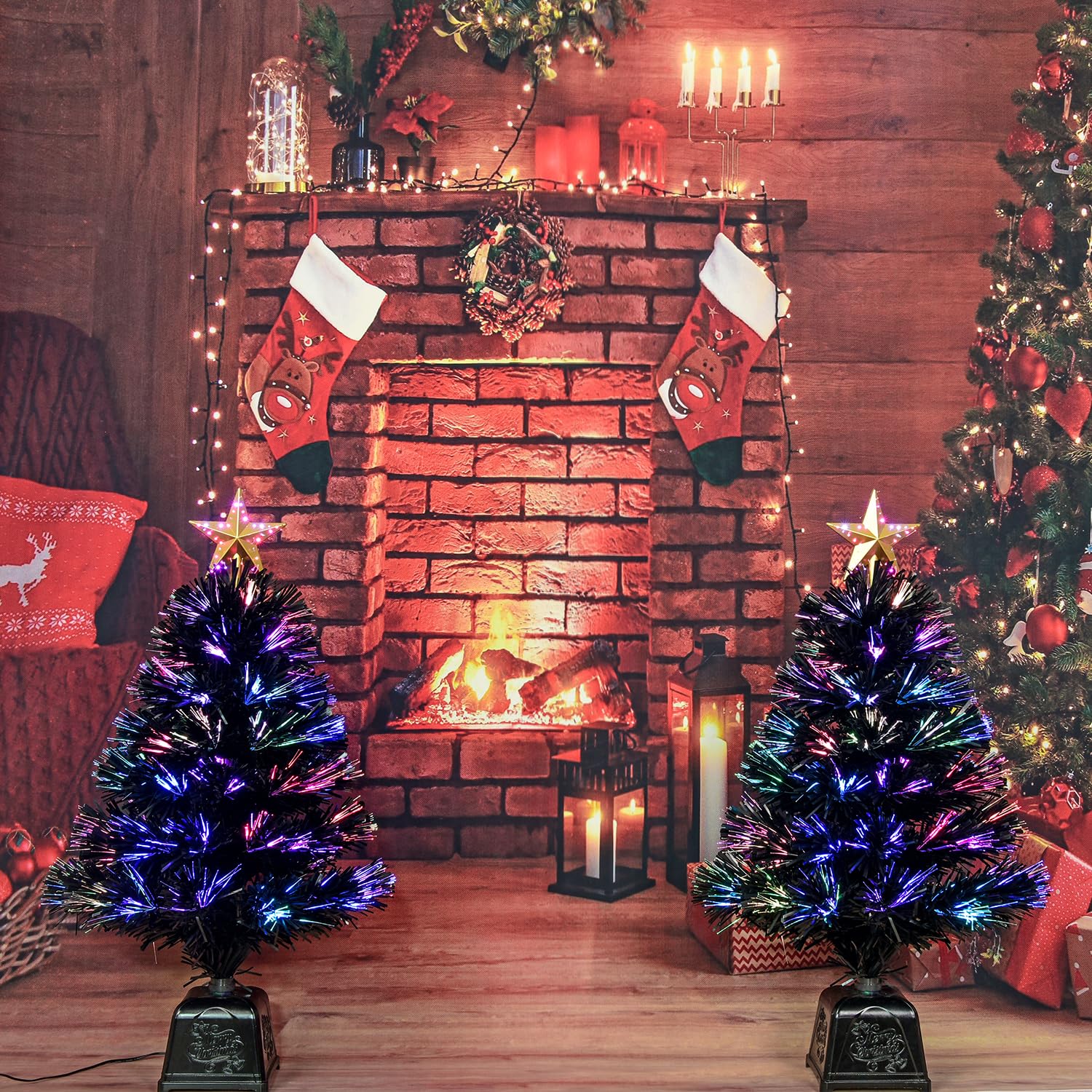 e crafty lit star topper glowing above tree providing focal brightness and festive accent