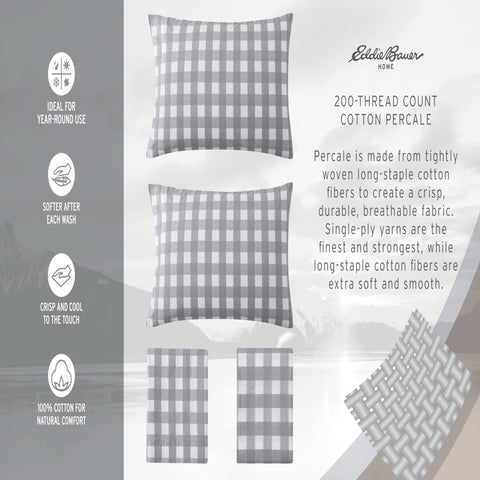 Eddie Bauer bedset styled in bedroom showing calming stripe for invitinɑg decor