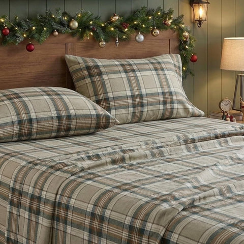 Eddie Bauer flat sheet spread to show size and smooth drape benefit for bed coverage