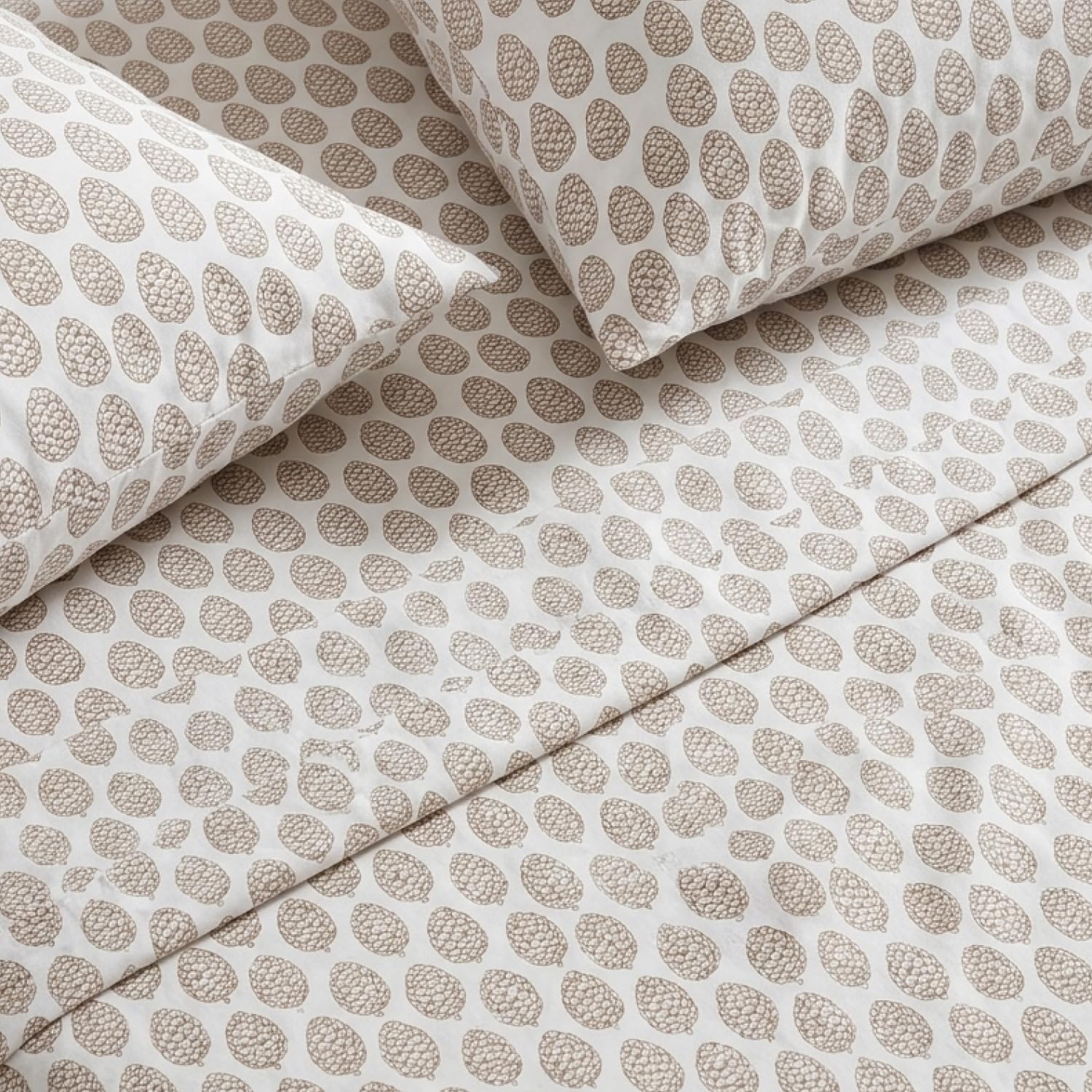 Eddie Bauer brushed cotton texture close-up showing soft loft and cozy comfort benefit