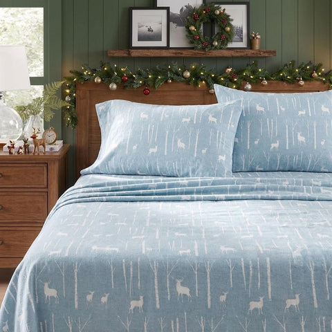 Eddie Bauer close-up of flannel brushed texture showing softness benefit