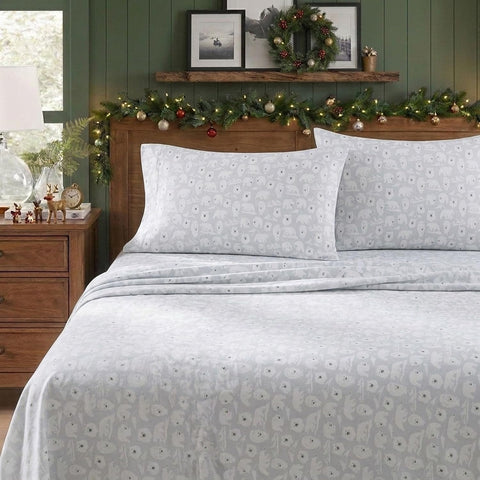 Eddie Bauer close-up of brushed cotton flannel texture for softness