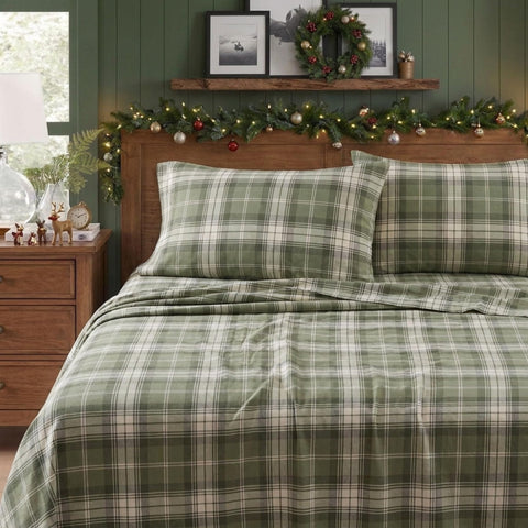 Eddie Bauer flannel close-up showing brushed texture and enhanced softness