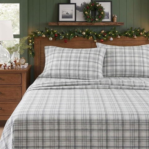 Eddie Bauer close-up of brushed flannel nap showing soft texture and cozy warmth benefit