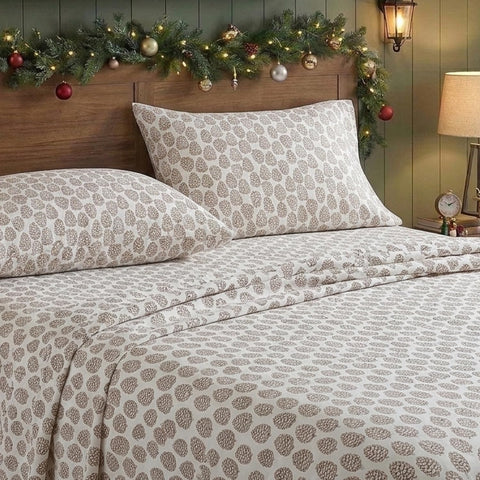 Eddie Bauer two pillowcases laid flat showing matching set and easy care benefit