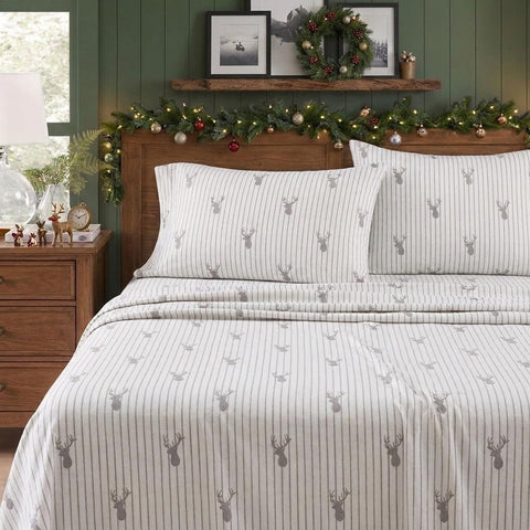 Eddie Bauer close-up of brushed cotton flannel texture showing softness benefit