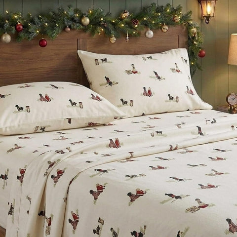Eddie Bauer flat sheet spread on bed illustrating full twin coverage and drape
