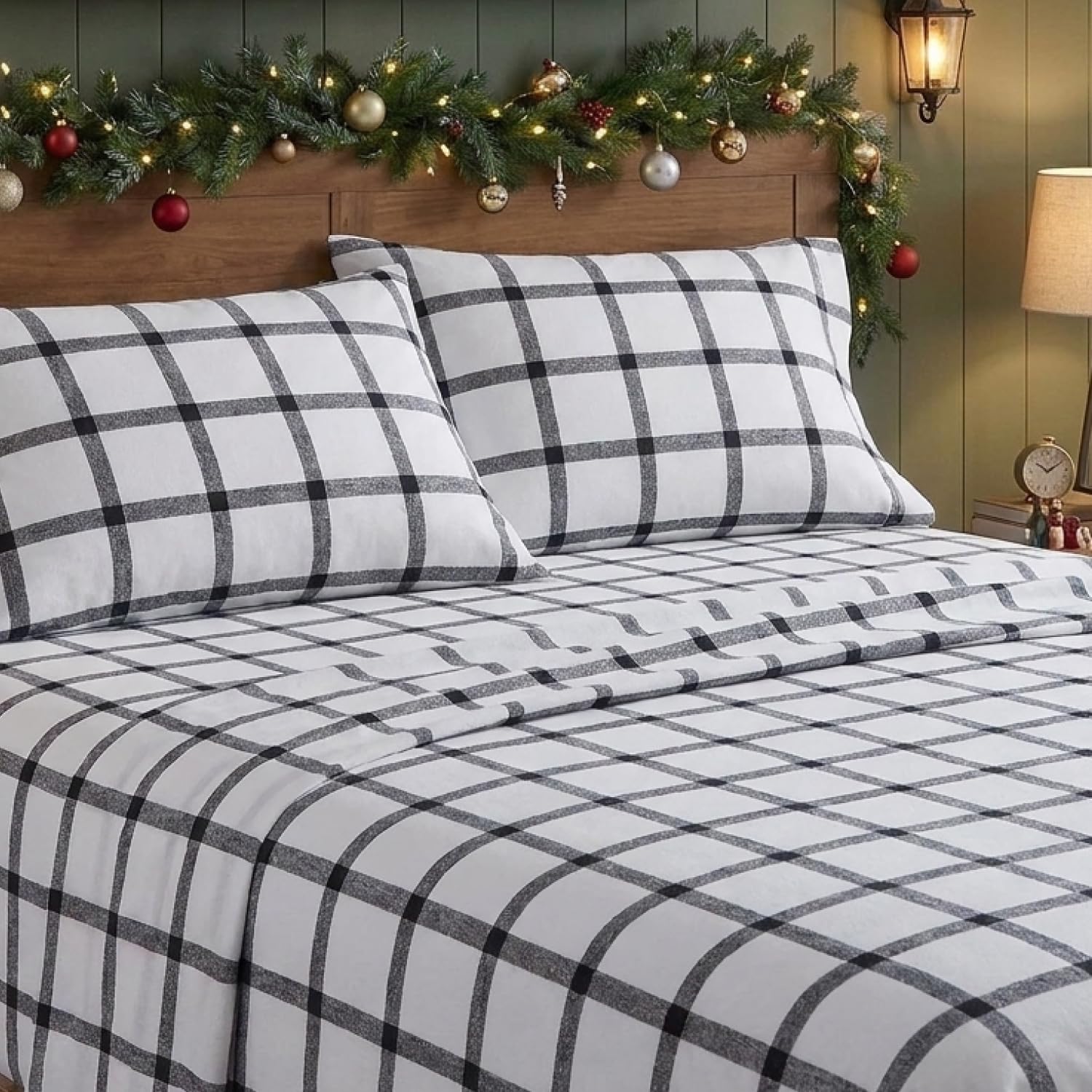 Eddie Bauer flat sheet drape across bed showing ample tuck-in and coverage