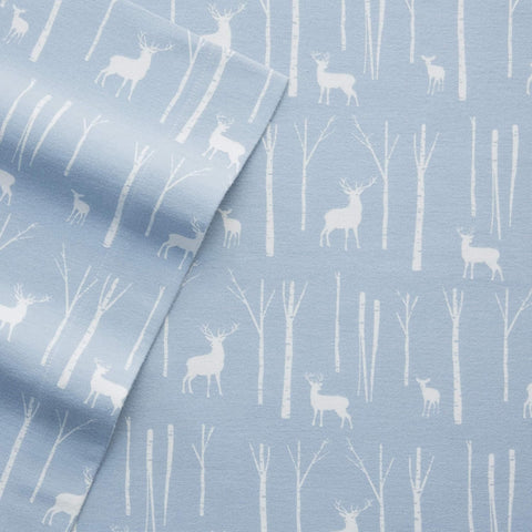 Eddie Bauer flat sheet spread to display Birch Forest pattern and color depth