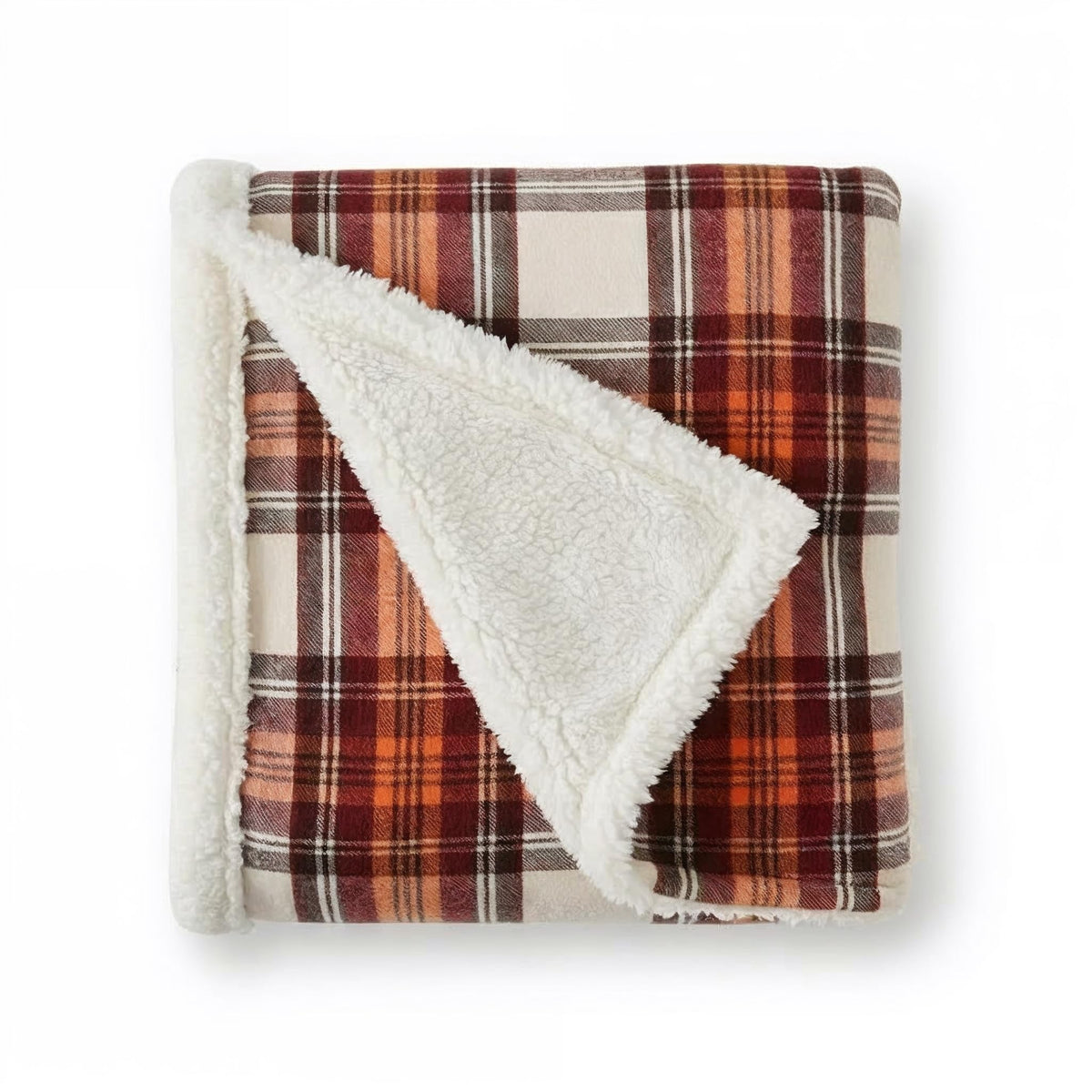 Eddie Bauer front view folded plaid throw showing rustic style and cozy appeal