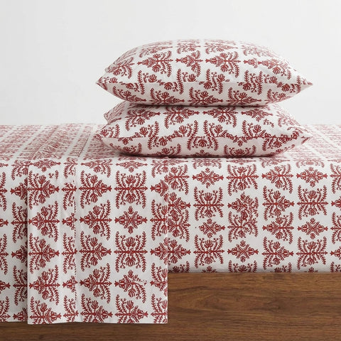 Eddie Bauer king flat sheet front view showcasing pattern and warmth