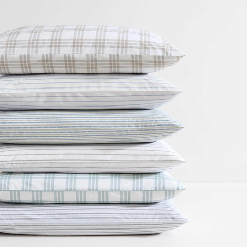 Eddie Bauer styled bedroom scene showing how the beige stripe complements neutral decor