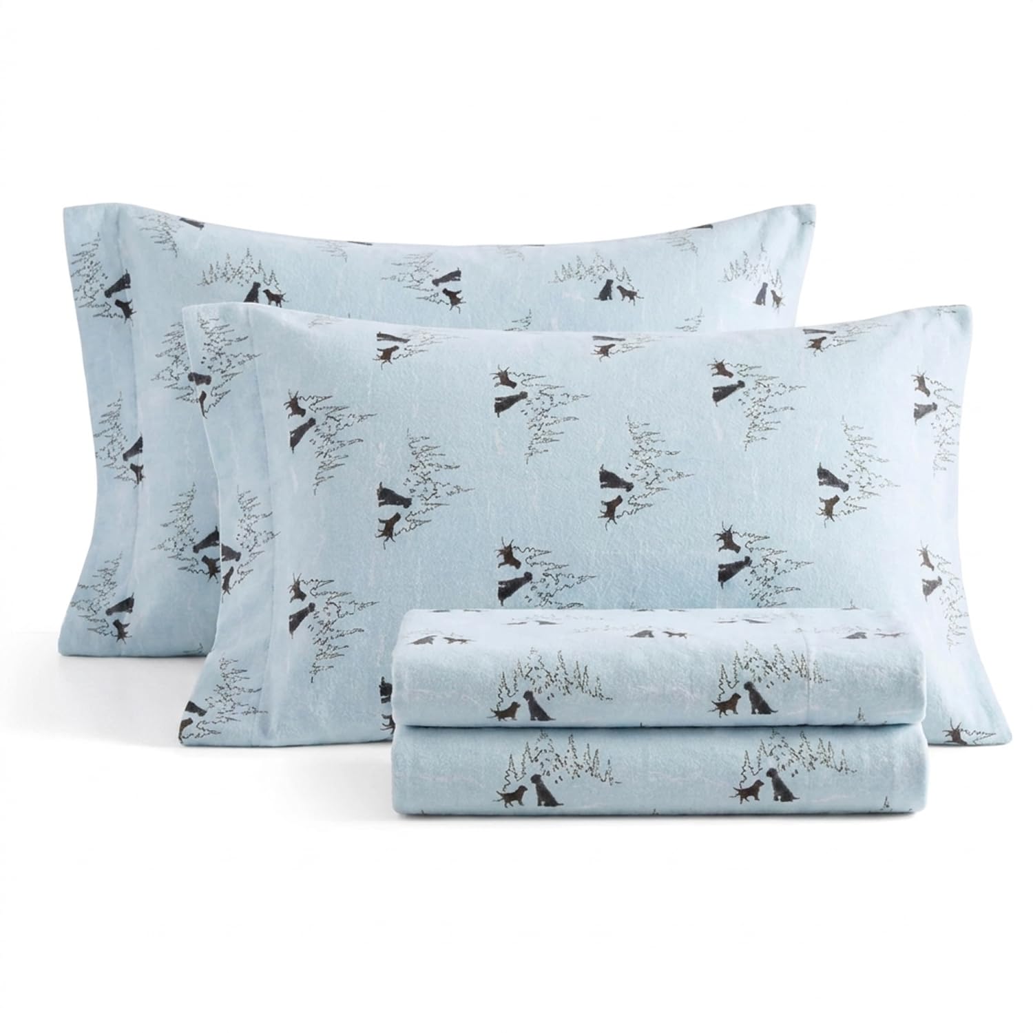 Eddie Bauer pattern detail Dog Friends Blue showing playful durable print