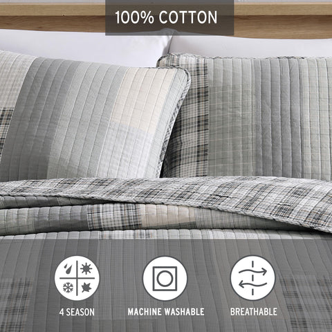 Eddie Bauer quilt styled on bed in bedroom setting showing coordinated decor benefit