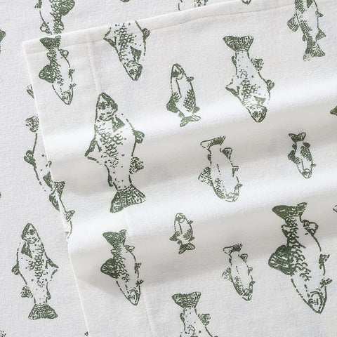 Eddie Bauer flat layout with measurements illustrating queen sheet dimensions and clarity
