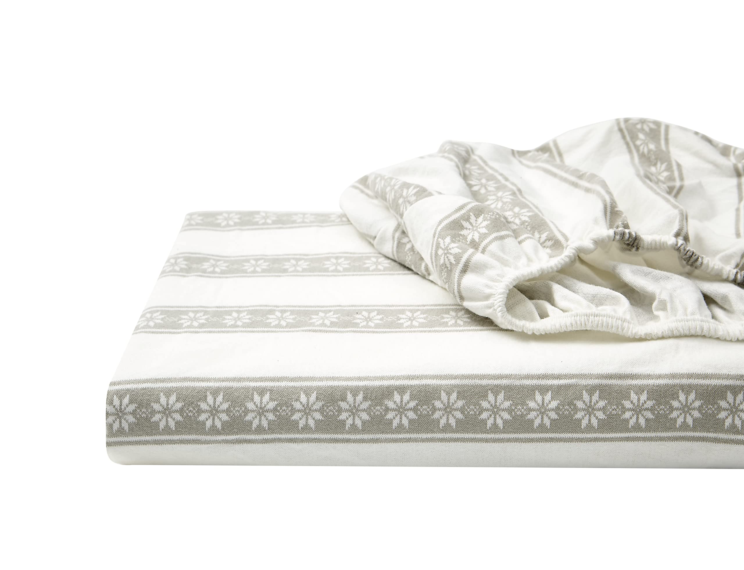 Eddie Bauer sheet set on mattress showing scale and fit for up to 18 inch height