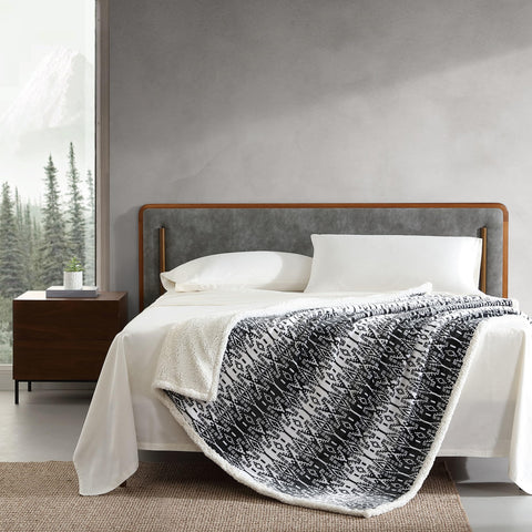 Eddie Bauer faux-shearling trim detail adding refined outdoor style