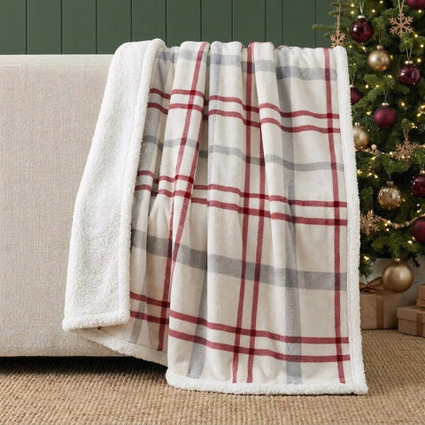 Eddie Bauer folded front view showing red plush, soft and inviting