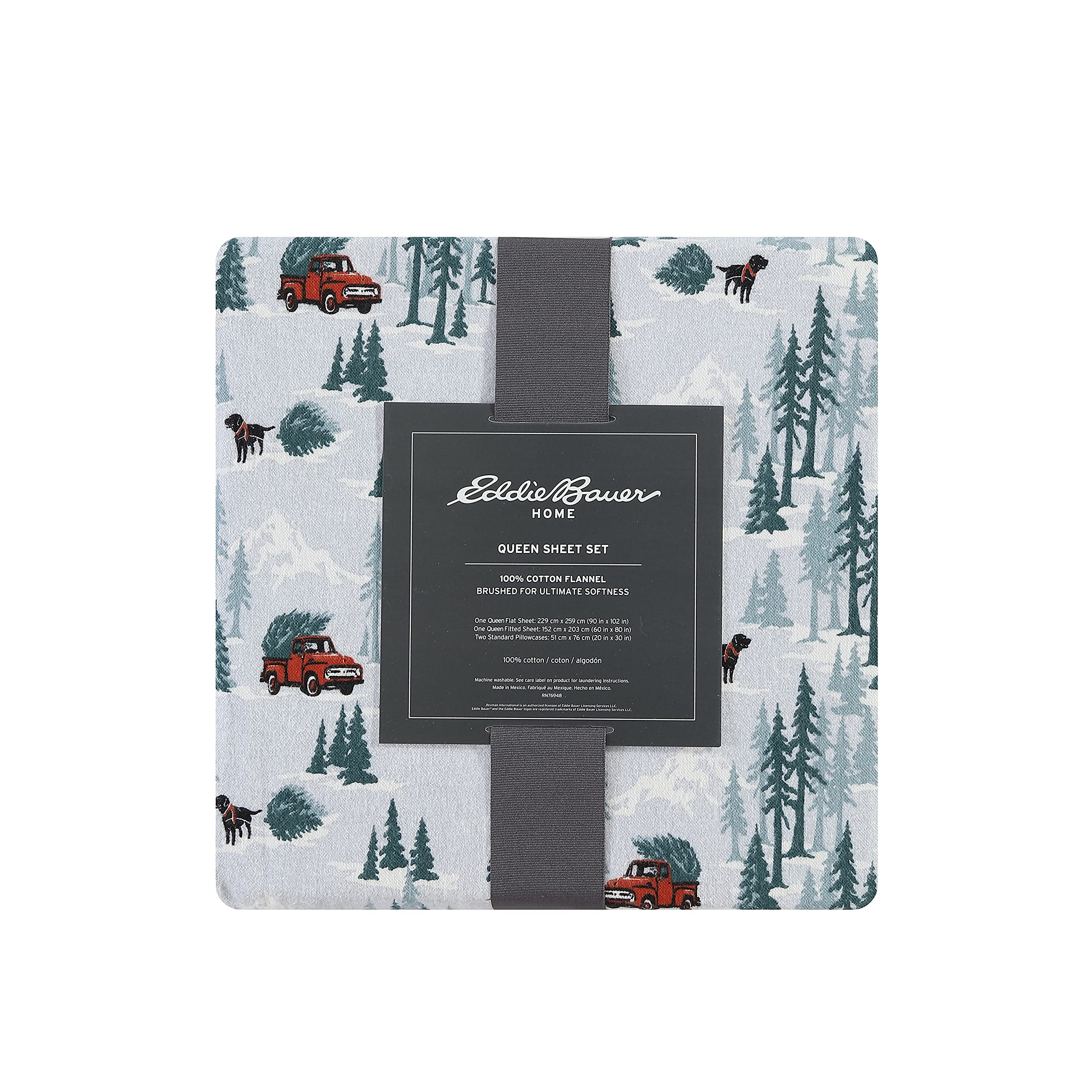 Eddie Bauer fitted sheet elastic edge demonstrating secure, all-around fit