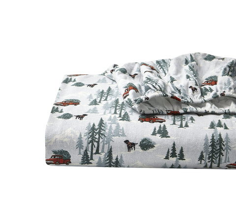 Eddie Bauer folded flat sheet showing pattern and neat storage-ready presentation