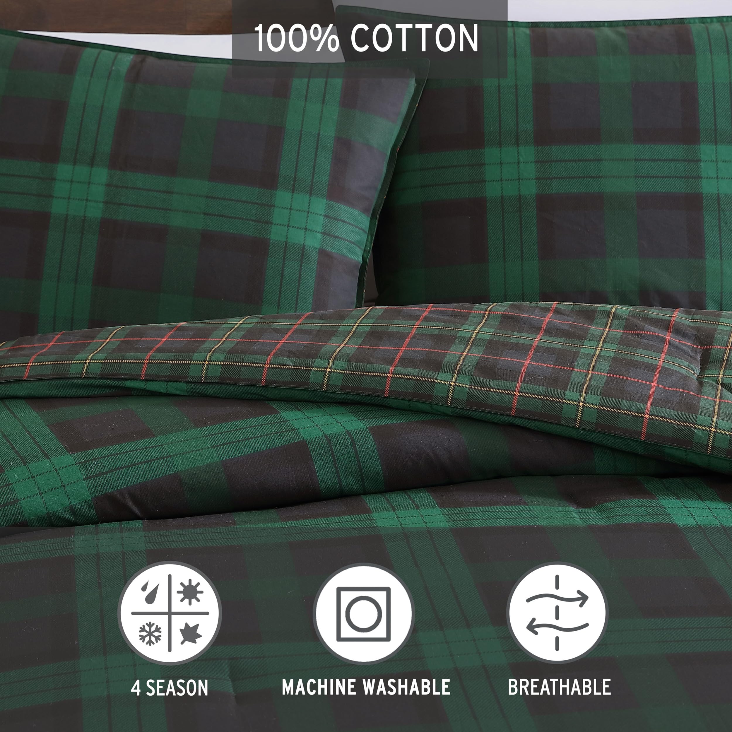 Eddie Bauer two matching shams styled on bed for coordinated look