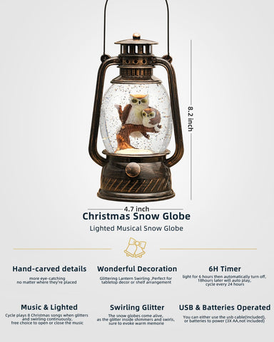EDDORUNNING swirling glitter in lit globe highlighting cascading snow effect