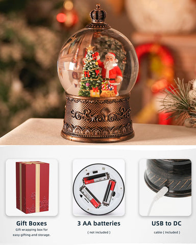EDDORUNNING glitter swirling inside globe highlighting continuous snowfall effect