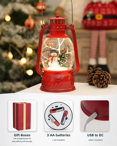 EDDORUNNING snow globe in use on a mantel creating cozy holiday atmosphere