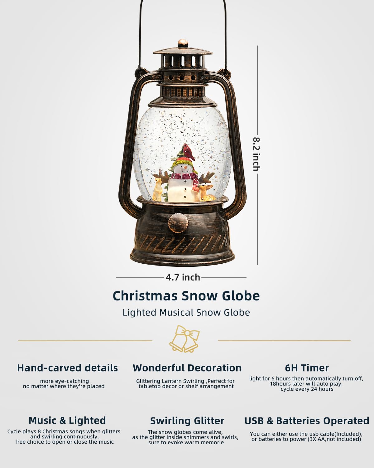 EDDORUNNING lighting effect with rotating glitter creating cozy falling-snow ambiance