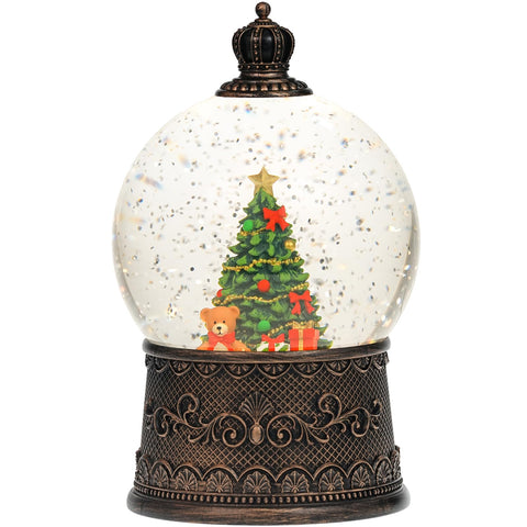 EDDORUNNING snow globe on mantel creating cozy holiday atmosphere